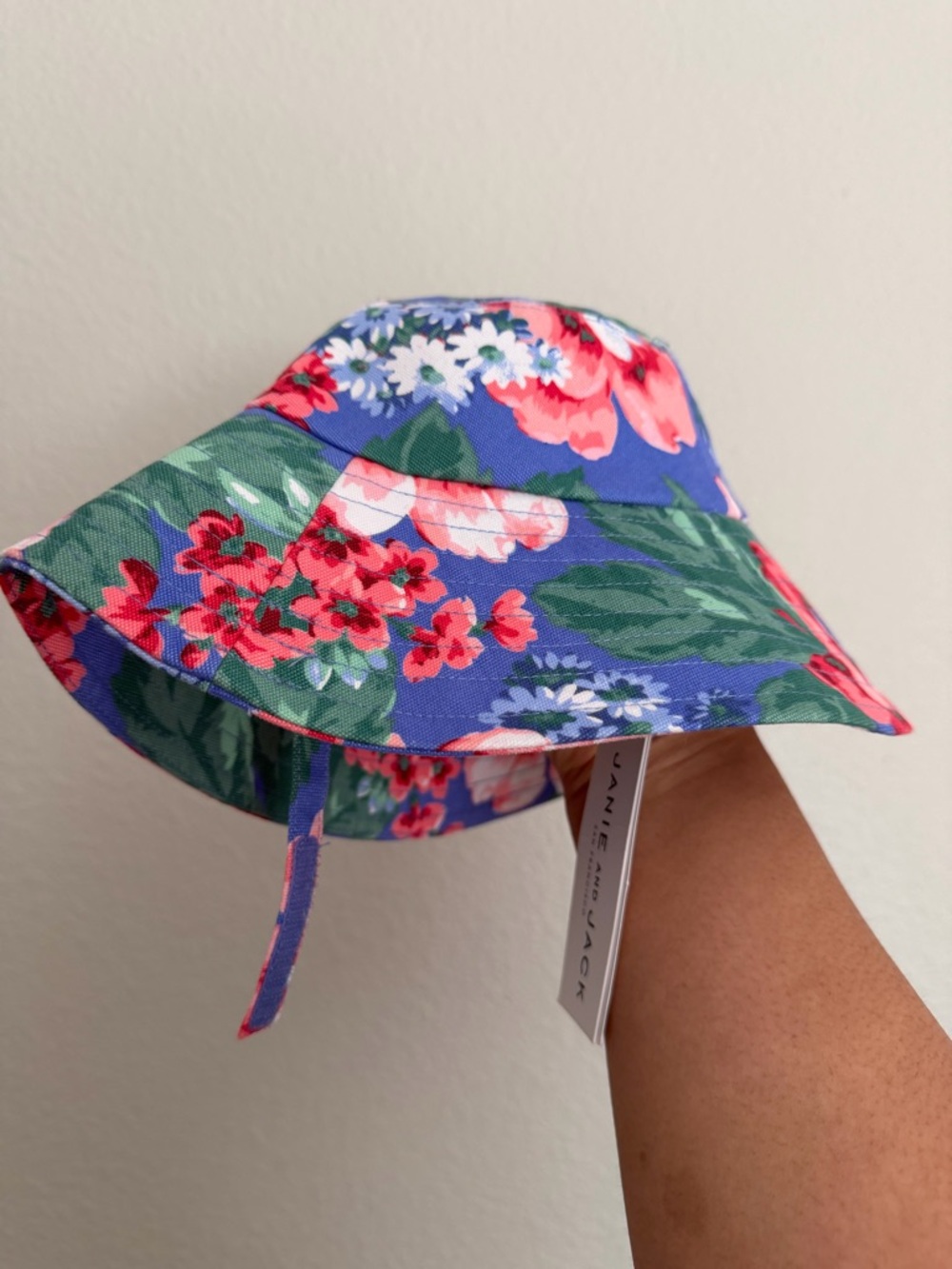 Janie and‎ Jack Floral Bucket Hat in Blue & Pink